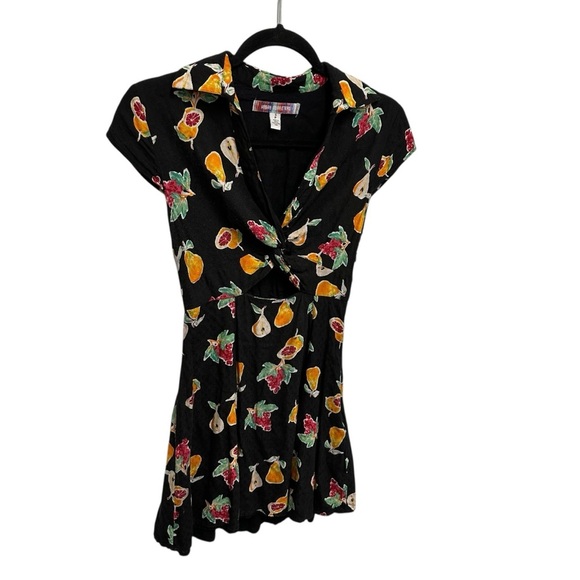 Urban Outfitters Harlow Twist Front Mini Dress black with fruit print Small - Picture 7 of 15